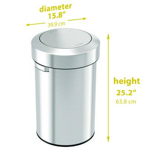 HLS Commercial Swing Top Trash Can, 17 gal, Stainless Steel, Silver (HLS17FTS)