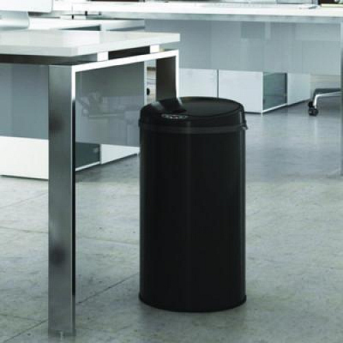 HLS Commercial Sensor Trash Can, 8 gal, Plastic/Stainless Steel, Black (HLS08RB)