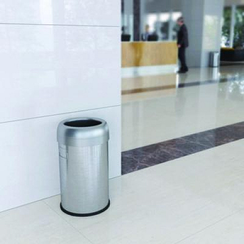 HLS Commercial Open Top Trash Can, 13 gal, Plastic/Stainless Steel, Silver (HLS13STR)