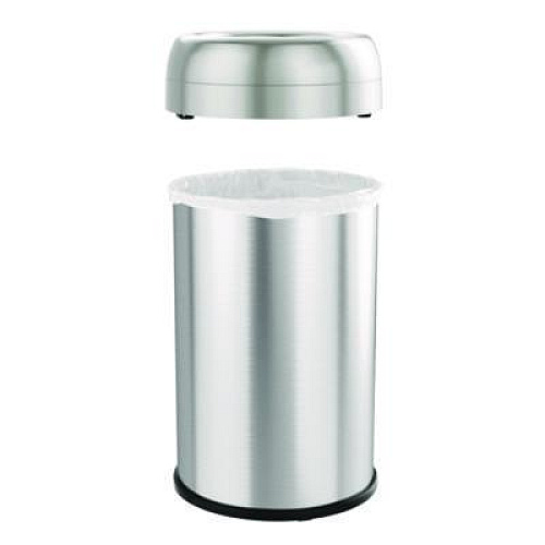 HLS Commercial Open Top Trash Can, 13 gal, Plastic/Stainless Steel, Silver (HLS13STR)