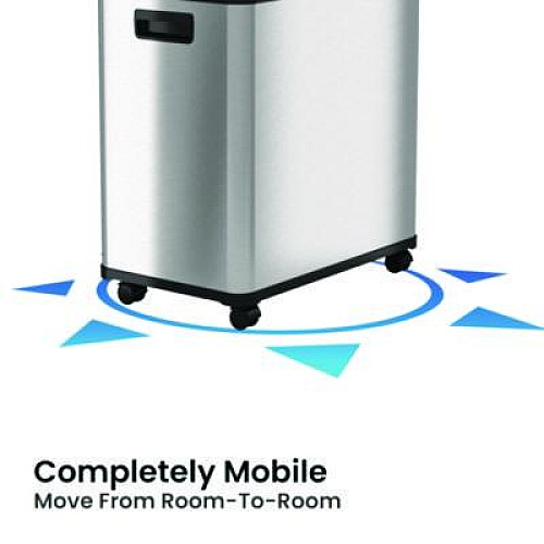 HLS Commercial Dual Compartment Sensor Recycle Bin and Trash Can with Wheels, 16 gal, Plastic/Stainless Steel, Silver/Black (HLS16DCSS)