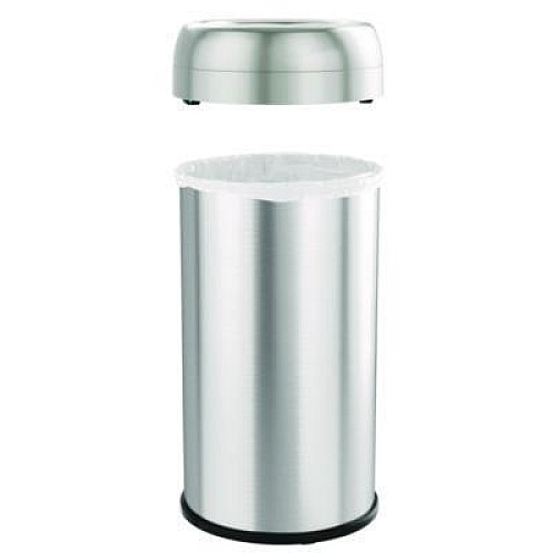 HLS Commercial Open Top Trash Can, Round, 16 gal, Plastic/Stainless Steel, Silver (HLS16STR)