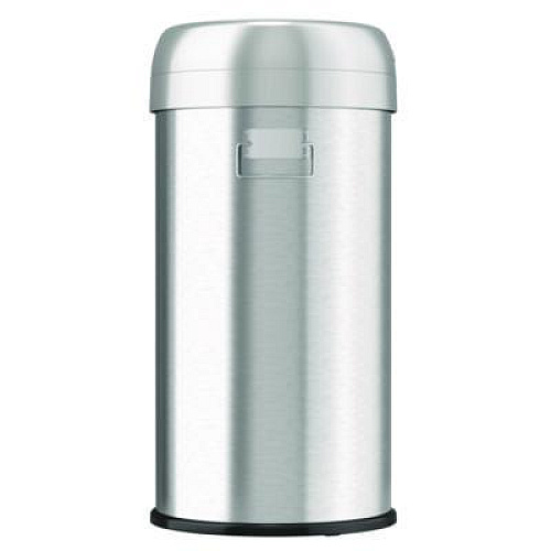 HLS Commercial Open Top Trash Can, Round, 16 gal, Plastic/Stainless Steel, Silver (HLS16STR)