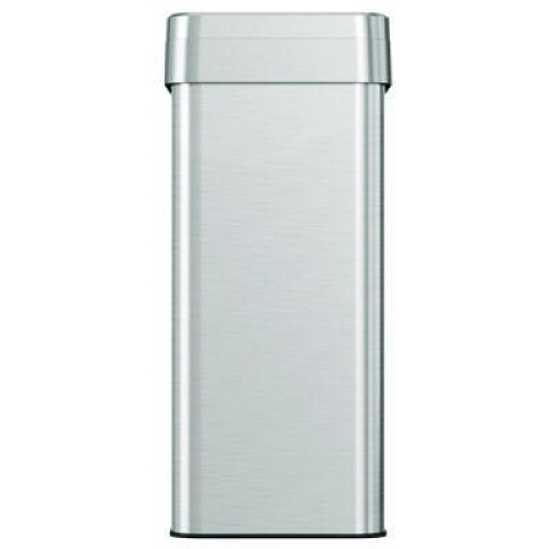 HLS Commercial Open Top Trash Can, Rectangular, 16 gal, Plastic/Stainless Steel, Silver (HLS16UOT)