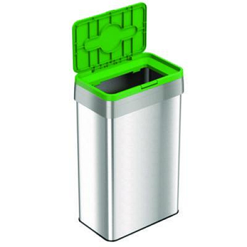HLS Commercial Open Top Compost Bin with Color-Coded Lid, 21 gal, Plastic/Stainless Steel, Silver/Green (HLS21UOTCOP)