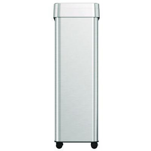 HLS Commercial Open Top Trash Can with Wheels, 21 gal, Plastic/Stainless Steel, Silver (HLS21UOTM)