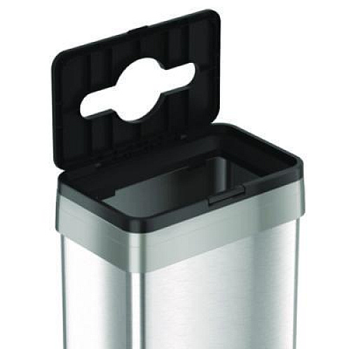 HLS Commercial Open Top Trash Bin with Wheels and Color-Coded Lid, 21 gal, Plastic/Stainless Steel, Silver/Black (HLS21UOTMTRS)
