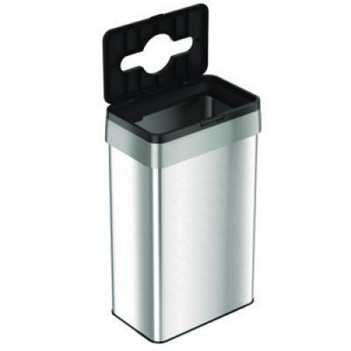 HLS Commercial Open Top Trash Can with Color-Coded Lid, 21 gal, Plastic/Stainless Steel, Silver/Black (HLS21UOTTRS)