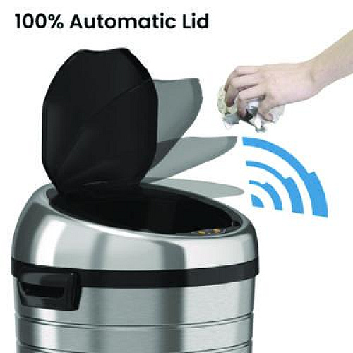 HLS Commercial Extra-Large Sensor Trash Can with Wheels, 23 gal, Plastic/Stainless Steel, Silver/Black (HLS23RC)