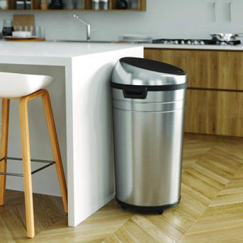 HLS Commercial Extra-Large Sensor Trash Can with Wheels, 23 gal, Plastic/Stainless Steel, Silver/Black (HLS23RC)