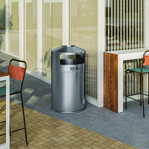 HLS Commercial Extra-Large Dual Side-Entry Trash Can, Outdoor, 50 gal, Stainless Steel, Silver (HLS50DSO)