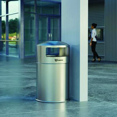 HLS Commercial Extra-Large Dual Side-Entry Trash Can, Outdoor, 50 gal, Stainless Steel, Silver (HLS50DSO)