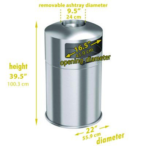 HLS Commercial Extra-Large Dual Side-Entry Trash Can, Outdoor, 50 gal, Stainless Steel, Silver (HLS50DSO)