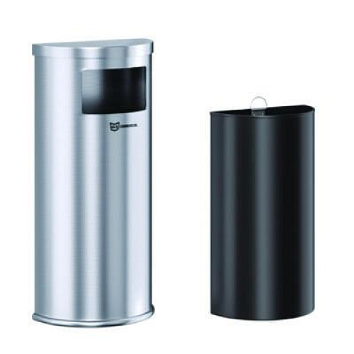 HLS Commercial Side-Entry Trash Can with Wall Mount, 9 gal, Stainless Steel, Silver (HLSC01G09A)