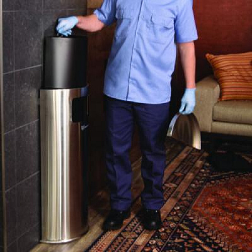 HLS Commercial Side-Entry Trash Can with Wall Mount, 9 gal, Stainless Steel, Silver (HLSC01G09A)