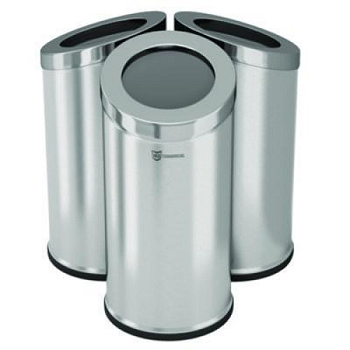 HLS Commercial Beveled Open Top Trash Can, 15 gal, Stainless Steel, Silver (HLSC04G15A)