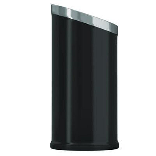 HLS Commercial Beveled Open Top Trash Can, 15 gal, Stainless Steel, Black (HLSC04G15B)