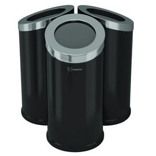 HLS Commercial Beveled Open Top Trash Can, 15 gal, Stainless Steel, Black (HLSC04G15B)