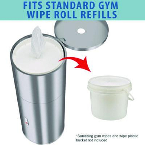 HLS Commercial Side-Entry Trash Can with Gym Wipe Dispenser, 9 gal, Stainless Steel, Silver (HLSC09WSR)