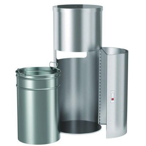 HLS Commercial Side-Entry Trash Can with Gym Wipe Dispenser, 9 gal, Stainless Steel, Silver (HLSC09WSR)