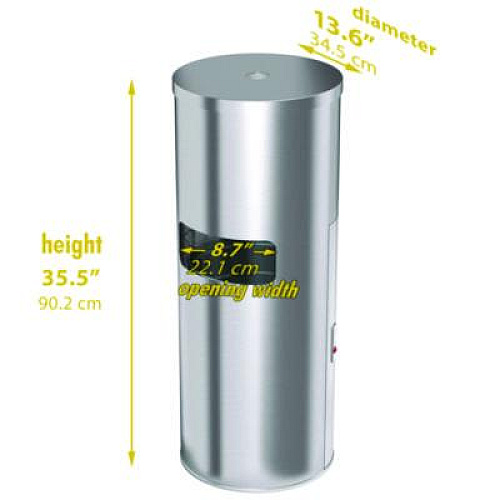 HLS Commercial Side-Entry Trash Can with Gym Wipe Dispenser, 9 gal, Stainless Steel, Silver (HLSC09WSR)