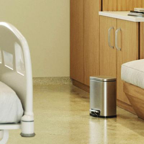 HLS Commercial Fire-Resistant Step Pedal Trash Can, 1.3 gal, Plastic/Stainless Steel, Silver (HLSS01RFR)
