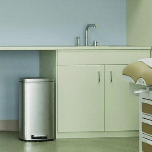 HLS Commercial Fire-Resistant Step Pedal Trash Can, 8 gal, Plastic/Stainless Steel, Silver (HLSS08RFR)