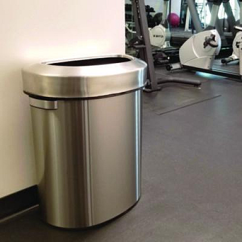 HLS Commercial Open Top Trash Can, Half-Round, 18 gal, Plastic/Stainless Steel, Silver (HLS18DOT)