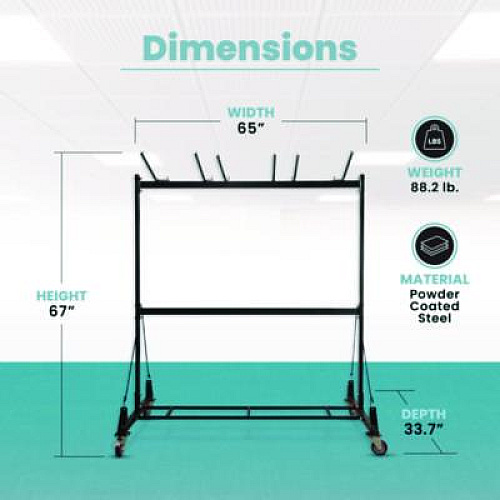 AdirOffice Folding Chair and Table Combo Cart, Metal, 600 lb Capacity, 33.7 x 65 x 67, Black (I69001)