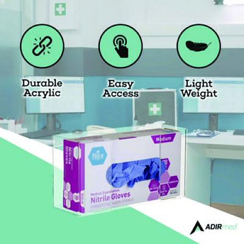 AdirMed Acrylic Glove Dispenser, Single Box Capacity, 10.2 x 3.5 x 5.3, Clear (I90201)