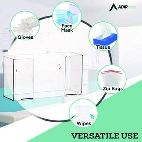 AdirMed Acrylic Glove Dispenser, Single Box Capacity, 10.2 x 3.5 x 5.3, Clear (I90201)