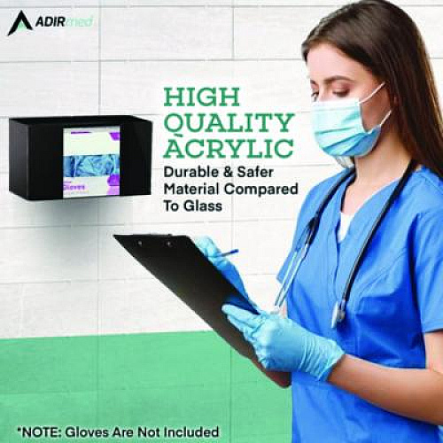 AdirMed Acrylic Glove Dispenser, Single Box Capacity, 10.2 x 3.5 x 5.3, Black (I90201BLK)