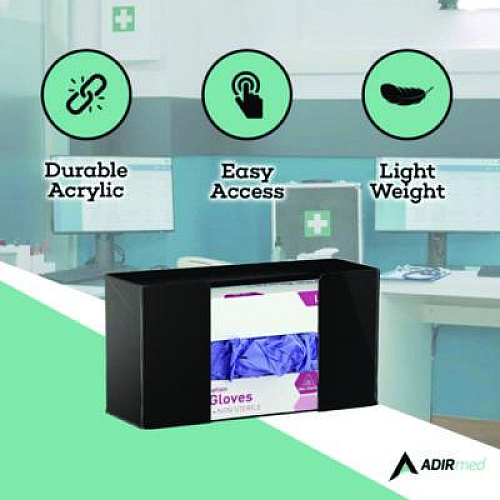AdirMed Acrylic Glove Dispenser, Single Box Capacity, 10.2 x 3.5 x 5.3, Black (I90201BLK)