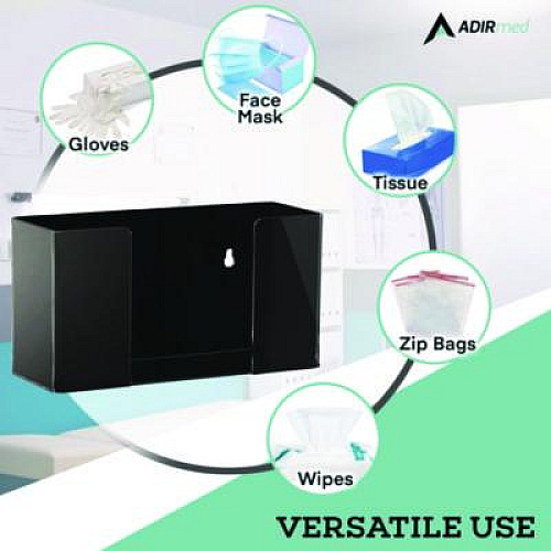 AdirMed Acrylic Glove Dispenser, Single Box Capacity, 10.2 x 3.5 x 5.3, Black (I90201BLK)