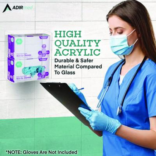AdirMed Acrylic Glove Dispenser, Double Box Capacity, 10.2 x 3.5 x 10.8, Clear (I90202)