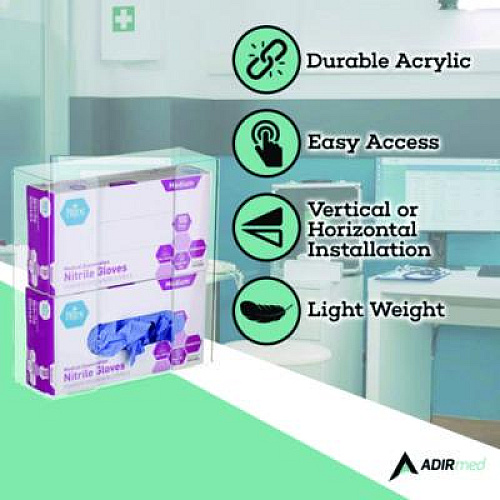 AdirMed Acrylic Glove Dispenser, Double Box Capacity, 10.2 x 3.5 x 10.8, Clear (I90202)