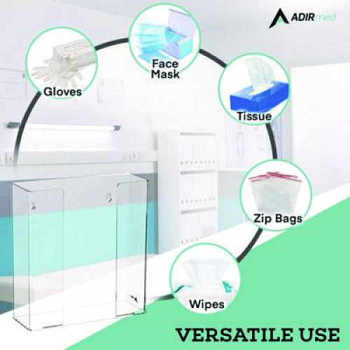 AdirMed Acrylic Glove Dispenser, Double Box Capacity, 10.2 x 3.5 x 10.8, Clear (I90202)