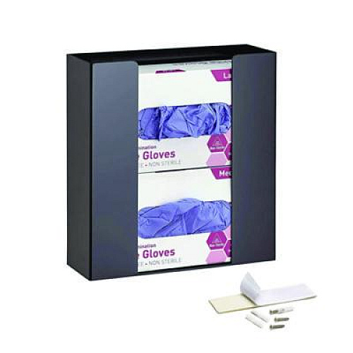 AdirMed Acrylic Glove Dispenser, Double Box Capacity, 10.2 x 3.5 x 10.8, Black (I90202BLK)