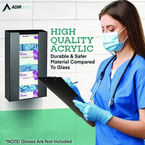 AdirMed Acrylic Glove Dispenser, Triple Box Capacity, 10.2 x 3.5 x 16.1, Black (I90203BLK)
