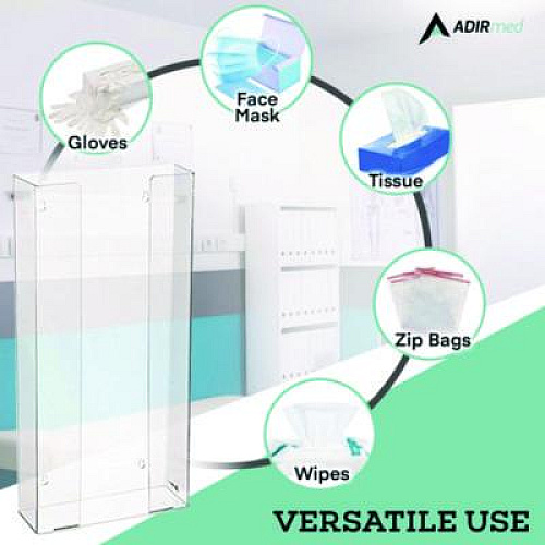 AdirMed Acrylic Glove Dispenser, Quad Box Capacity, 10.2 x 3.5 x 21.1, Clear (I90204)