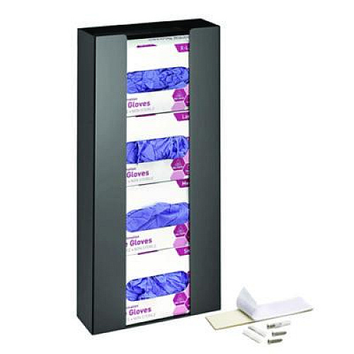 AdirMed Acrylic Glove Dispenser, Quad Box Capacity, 10.2 x 3.5 x 21.1, Black (I90204BLK)