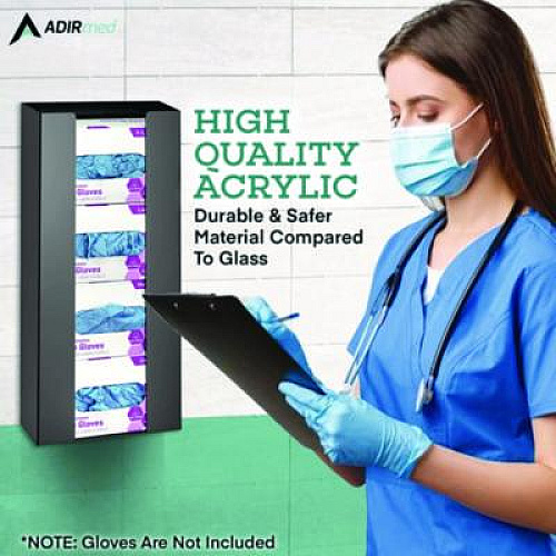 AdirMed Acrylic Glove Dispenser, Quad Box Capacity, 10.2 x 3.5 x 21.1, Black (I90204BLK)