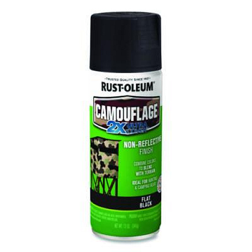 Rust-Oleum Camouflage Spray Paint, Flat Black, 12 oz Aerosol Can, 6/Carton (279179CT)