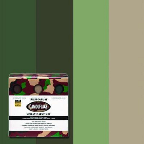 Rust-Oleum Camouflage 2X Ultra Cover Assorted Spray Paint Kit, Assorted Colors, 12 oz Aerosol Can, 6/Carton (269038)