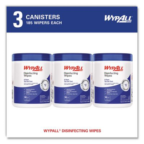 WypAll Disinfecting Wipes, 1-Ply, 5.16 x 8.5, Fresh Scent, White, 185 Sheets/Canister, 3 Canisters/Carton (54481)