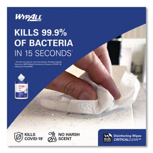 WypAll Disinfecting Wipes, 1-Ply, 5.16 x 8.5, Fresh Scent, White, 185 Sheets/Canister, 3 Canisters/Carton (54481)