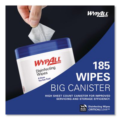 WypAll Disinfecting Wipes, 1-Ply, 5.16 x 8.5, Fresh Scent, White, 185 Sheets/Canister, 3 Canisters/Carton (54481)