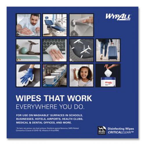 WypAll Disinfecting Wipes, 1-Ply, 5.16 x 8.5, Fresh Scent, White, 185 Sheets/Canister, 3 Canisters/Carton (54481)