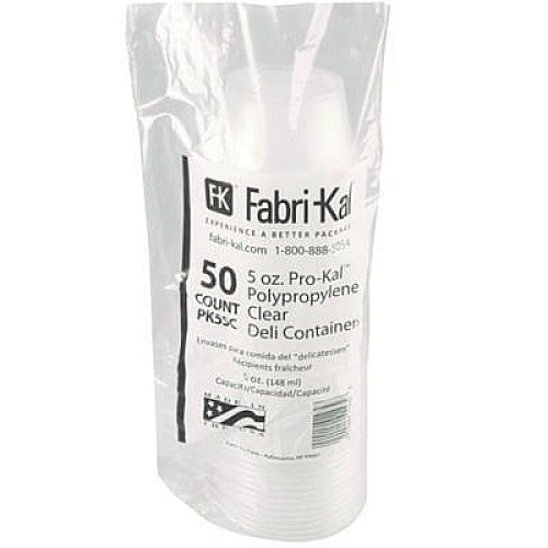 Fabri-Kal Microwavable Deli Containers, 5 oz, 3.6" Diameter x 1.8" h, Clear, Plastic, 1,000/Carton (PK5SC)