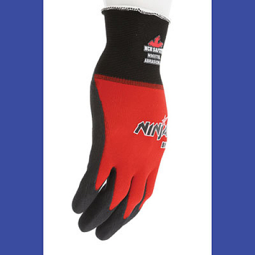 MCR Safety Ninja BNF N96970 Gloves, 10" Long, Small, Black/Red, 12 Pairs (N96970S)